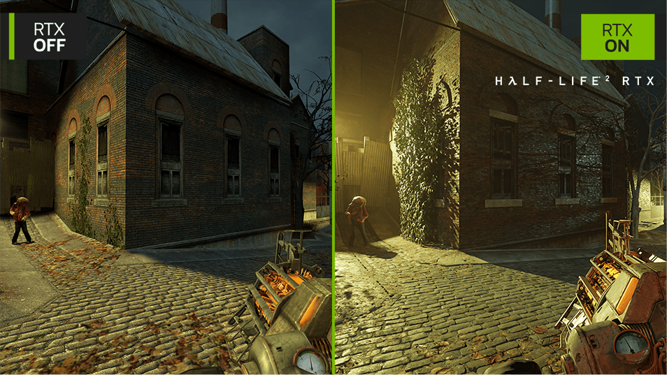 RTX ON vs RTX OFF comparison in Half-Life 2